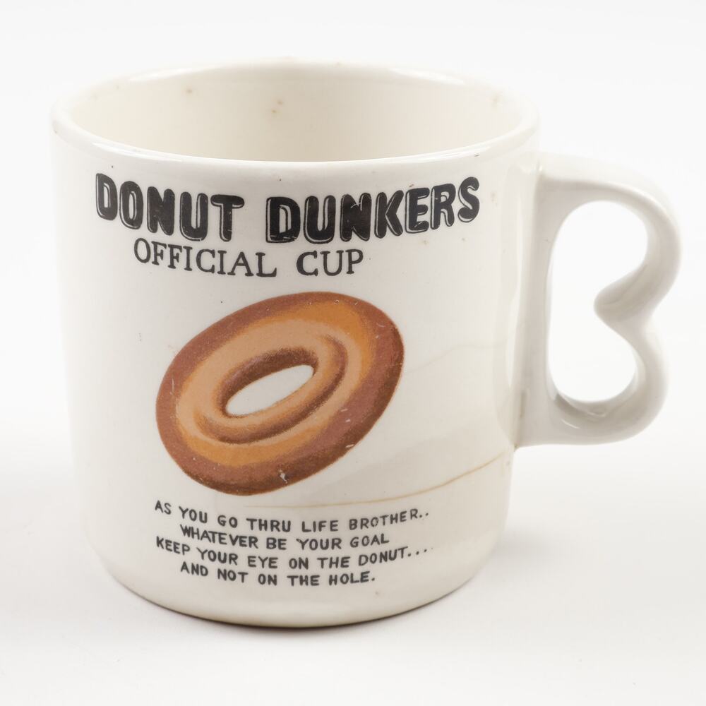 Donut Dunkers Official Cup Club Rules Ceramic Coffee Mug Vintage Japan White